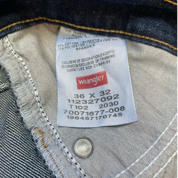 Wrangler Regular Fit Dark Straight Leg Jeans Men's 36 x 32 - Picture 9 of 9